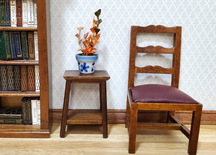 Dollhouse Orange Ivy Plant in Blue & White Ceramic Pot 1:12 Scale Miniature - MiniatureCrush