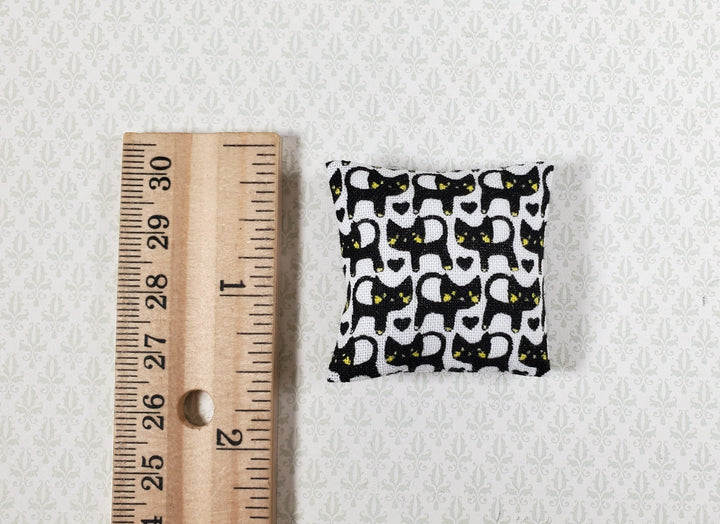 Dollhouse Pillow Black Cats Modern Handmade 1:12 Scale Miniature 1 1/2" - MiniatureCrush