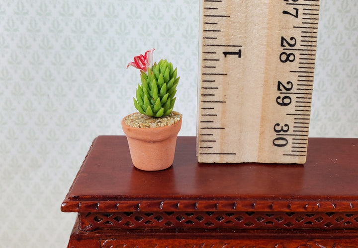 Dollhouse Pink Flowering Cactus Plant in a Terra Cotta Pot 1:12 Scale Miniature - MiniatureCrush