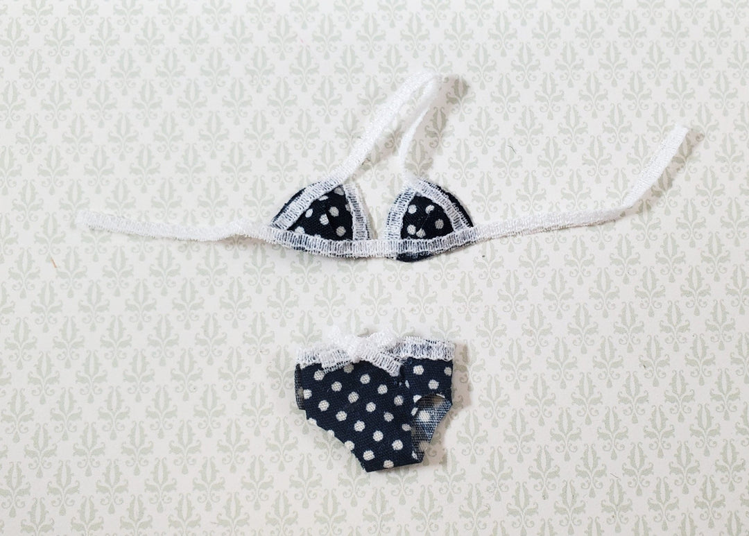 Dollhouse Polka Dot Bikini Navy Blue and White 1:12 Miniature Decoration Only - Miniature Crush