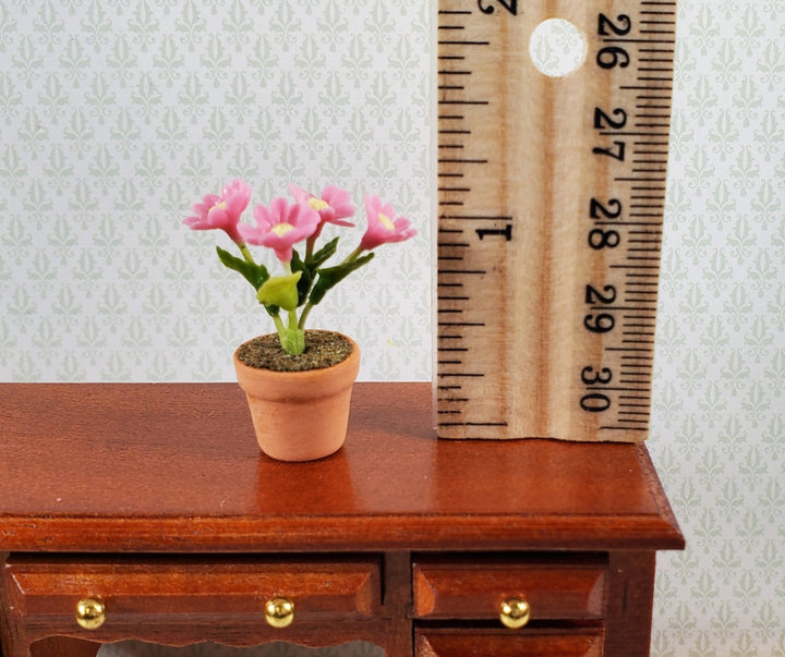 Dollhouse Potted Flowers Pink Daisy Plant 1:12 Scale Houseplant Garden in Terra Cotta Pot - Miniature Crush