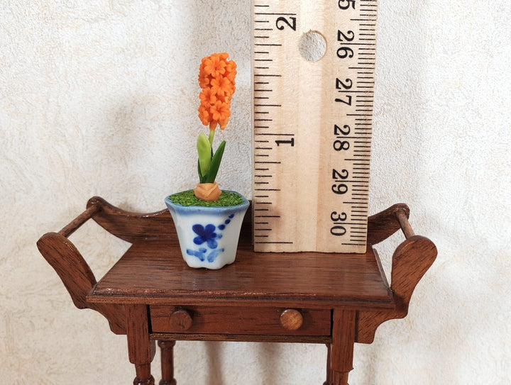 Dollhouse Potted Hyacinth Orange Flowering Plant in Ceramic Planter 1:12 Scale - MiniatureCrush