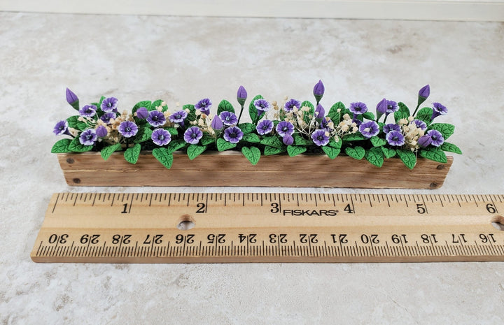 Dollhouse Purple Cupflowers in a 5.5" Window Box Planter 1:12 Scale Miniature - MiniatureCrush