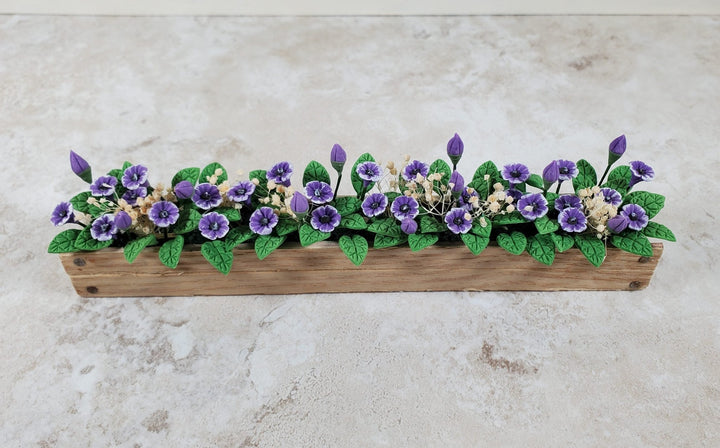 Dollhouse Purple Cupflowers in a 5.5" Window Box Planter 1:12 Scale Miniature - MiniatureCrush