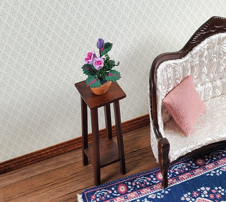 Dollhouse Roses Flowers Violet Purple Terra Cotta Pot 1:12 Scale Miniature Plant - Miniature Crush