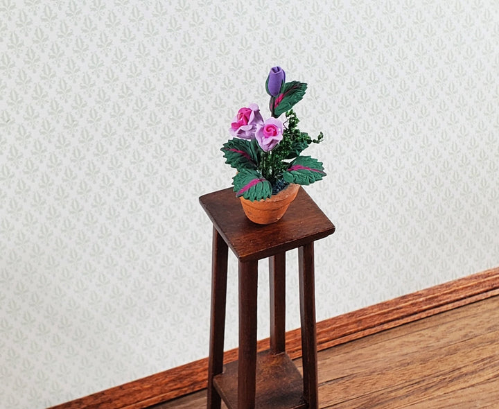 Dollhouse Roses Flowers Violet Purple Terra Cotta Pot 1:12 Scale Miniature Plant - Miniature Crush