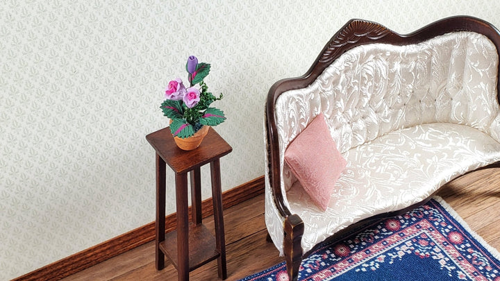 Dollhouse Roses Flowers Violet Purple Terra Cotta Pot 1:12 Scale Miniature Plant - Miniature Crush