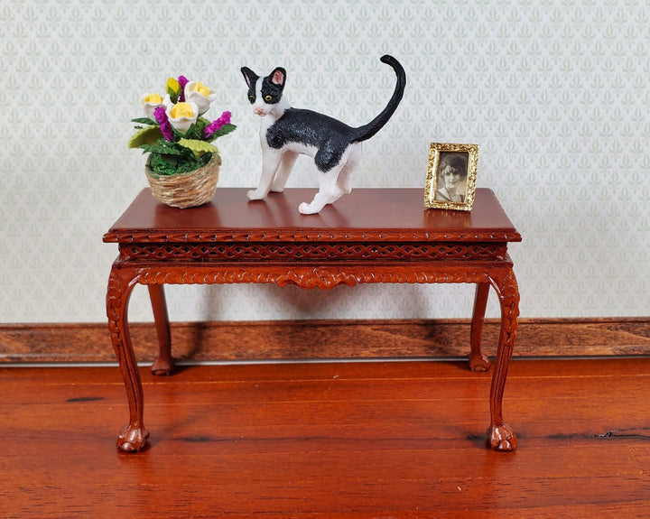 Dollhouse Roses in Natural Fiber Basket White Yellow Purple Flowers 1:12 Scale - Miniature Crush