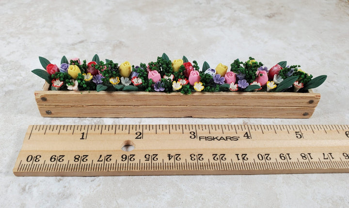 Dollhouse Spring Crocus & Tulips in 5.5" Window Box Planter 1:12 Scale Miniature - MiniatureCrush
