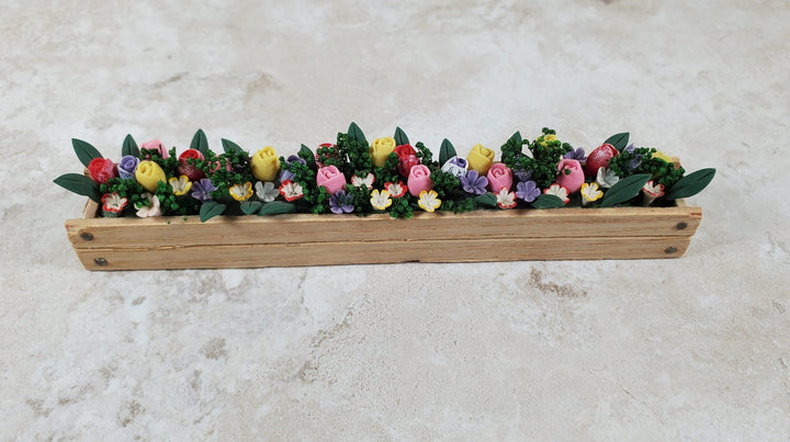 Dollhouse Spring Crocus & Tulips in 5.5" Window Box Planter 1:12 Scale Miniature - MiniatureCrush