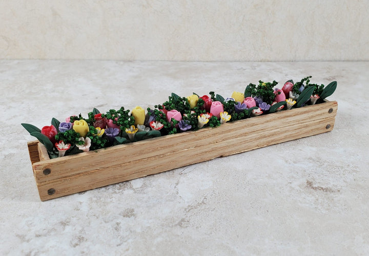Dollhouse Spring Crocus & Tulips in 5.5" Window Box Planter 1:12 Scale Miniature - MiniatureCrush