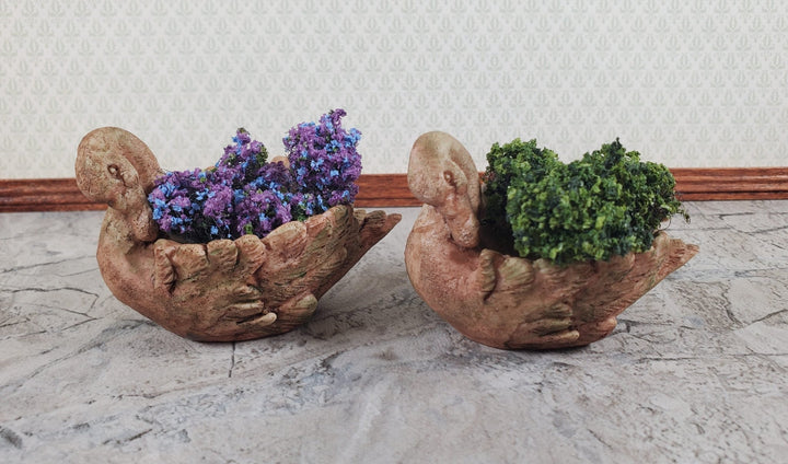 Dollhouse Swan Flower Planters x2 Large by Falcon Miniatures 1:12 Sale A4010GA - MiniatureCrush