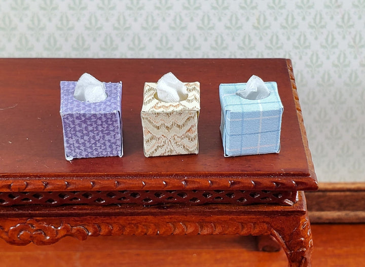 Dollhouse Tissue Boxes Set of 3 1:12 Scale Miniature Modern Bathroom Blue Purple - Miniature Crush