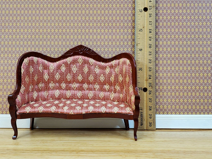 Dollhouse Victorian Living Room Set Sofa Chairs Tables 1:12 Scale Furniture Dark Pink - MiniatureCrush