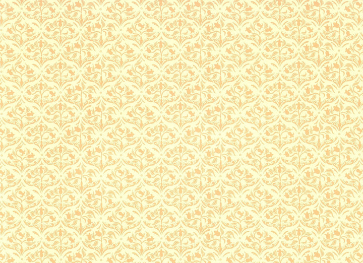 Dollhouse Wallpaper Art Nouveau Gold Tulips on Cream 1:12 Scale Miniature - Miniature Crush