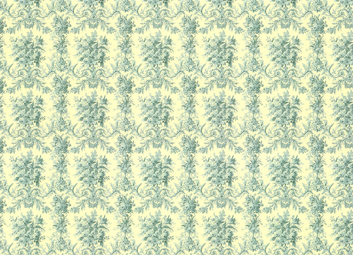 Dollhouse Wallpaper Blue & Cream Floral "French Rose Tapestry" 1:12 Scale Itsy Bitsy Mini - Miniature Crush