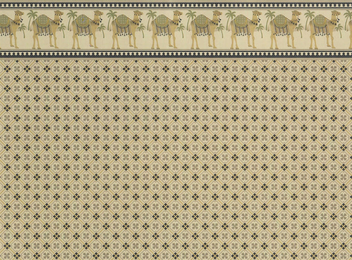 Dollhouse Wallpaper Brodnax "Camel Caravan" Brown Black Tan 1:12 Scale Miniature - Miniature Crush