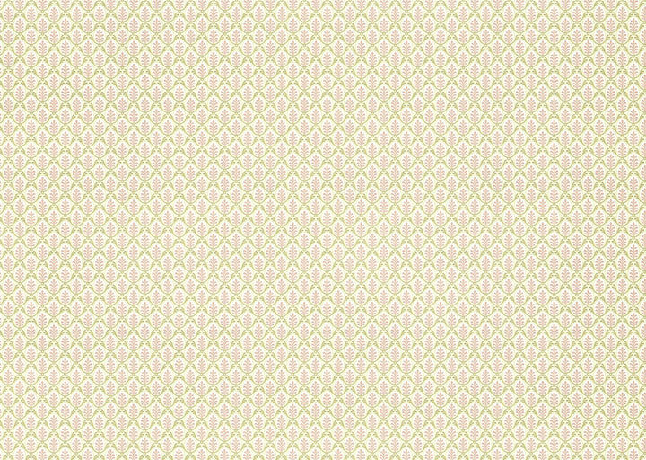Dollhouse Wallpaper Brodnax Cream Green Pink "Cecelia" 1:12 Scale Miniature - Miniature Crush