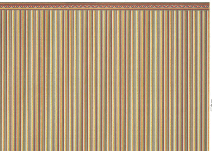 Dollhouse Wallpaper Brodnax Stripes Maroon Blue Gold "Patina" 1:12 Scale Miniature - Miniature Crush