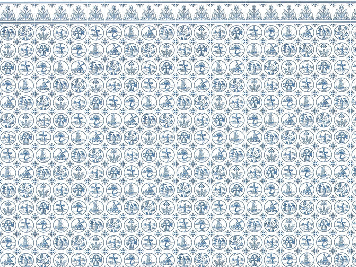 Dollhouse Wallpaper "Compact Dutch Tile" Delft Style Jackson's Miniatures Kitchen 1:12 Scale Blue & White - Miniature Crush