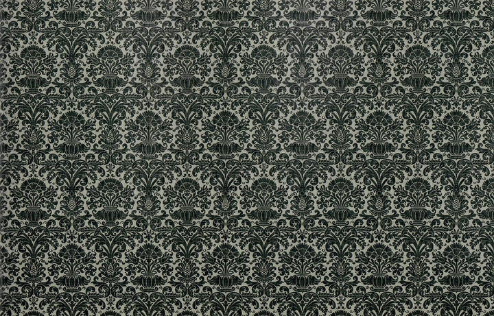 Dollhouse Wallpaper Damask Black on Gray Victorian 1:12 Itsy Bitsy Miniatures - Miniature Crush