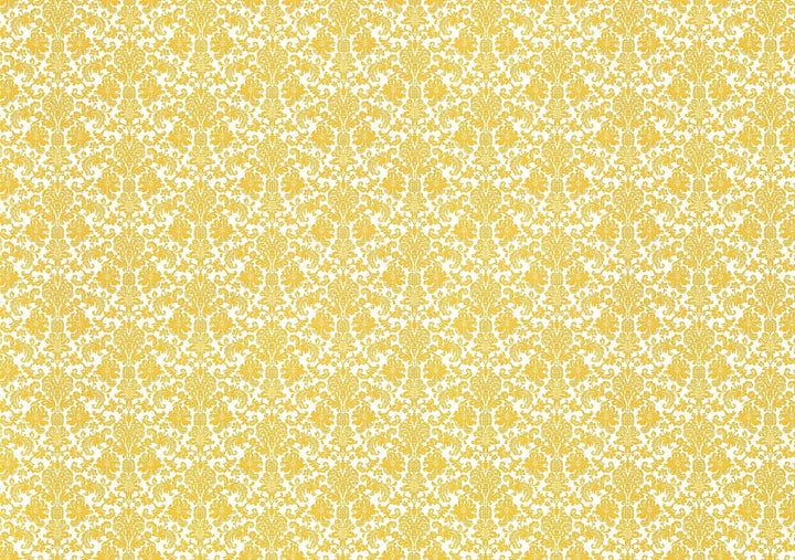 Dollhouse Wallpaper Damask Gold on White Victorian 1:12 Scale Itsy Bitsy Miniatures - Miniature Crush
