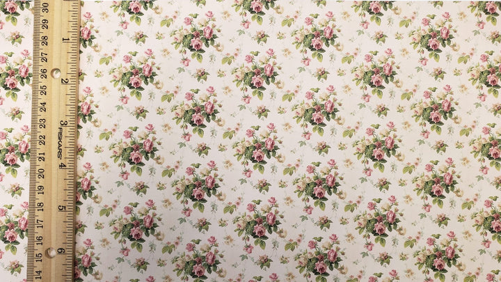 Dollhouse Wallpaper Rose Spray Bradbury & Bradbury 1:12 Scale Miniature - MiniatureCrush