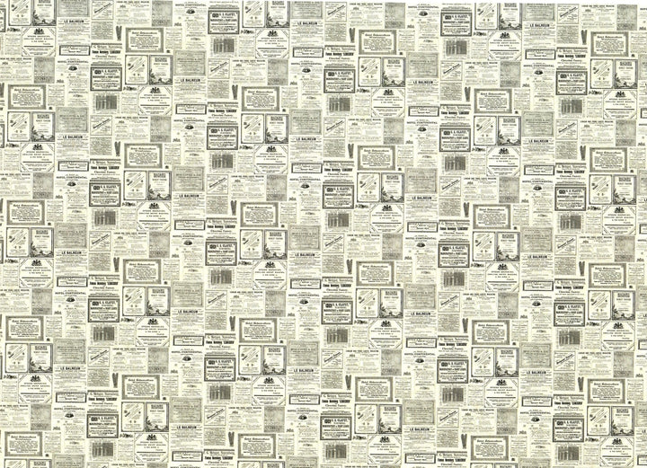 Dollhouse Wallpaper Vintage Newspaper Paris Fashion Ads 1:12 Scale Itsy Bitsy 1761 - Miniature Crush