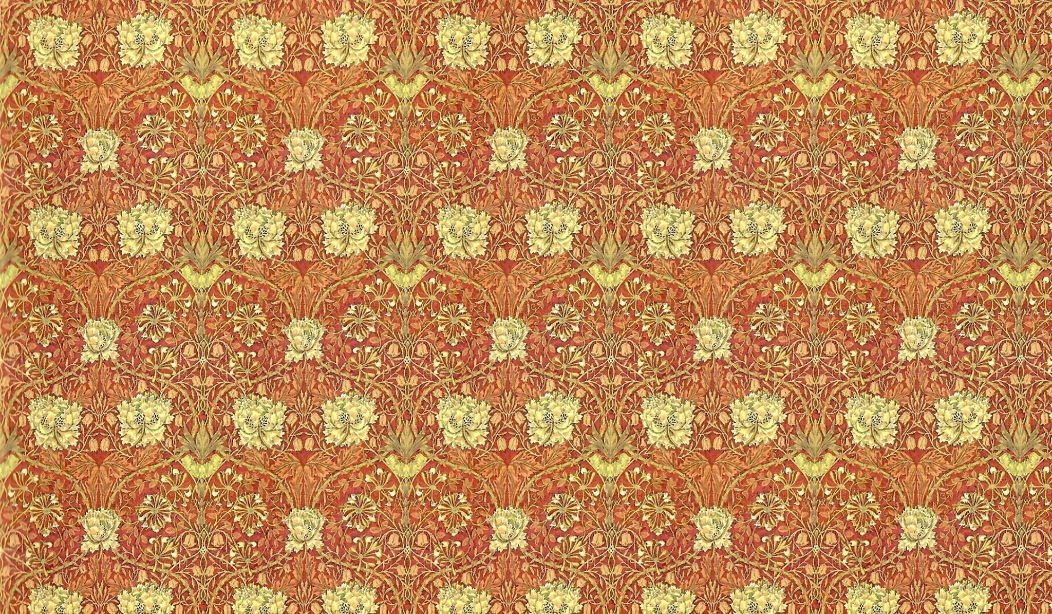 Dollhouse Wallpaper William Morris Art Nouveau Burgundy Red