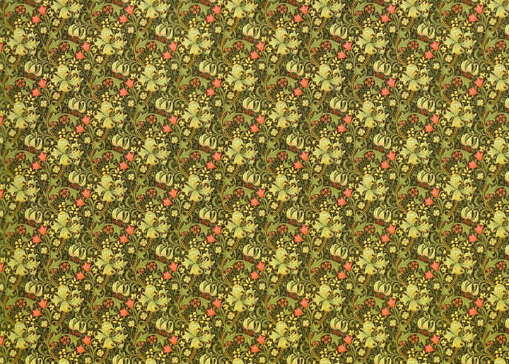 Dollhouse Wallpaper William Morris Lilies Flowers Green 1:12 Scale Itsy Bitsy - Miniature Crush