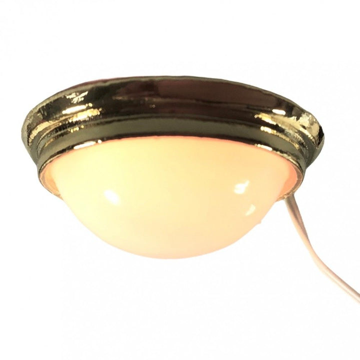 Dollhouse White Round Ceiling Light 1:12 Scale Miniature 12 Volt with Plug - Miniature Crush