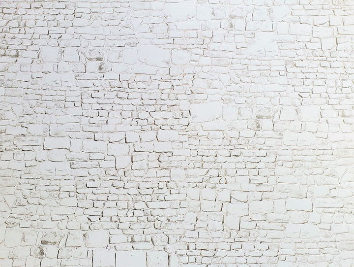 Dollhouse White Stone Wall Whitewashed Weathered Aged Embossed Card 1:12 Scale - MiniatureCrush