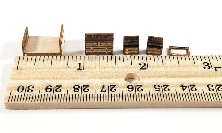 Dollhouse 1:144 Scale Furniture KIT DIY Modern Bedroom Set Bed Dresser Mirror +