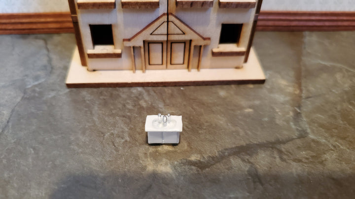 Dollhouse Miniature 1:144 Scale White Metal Kitchen Sink Micro Minis Furniture