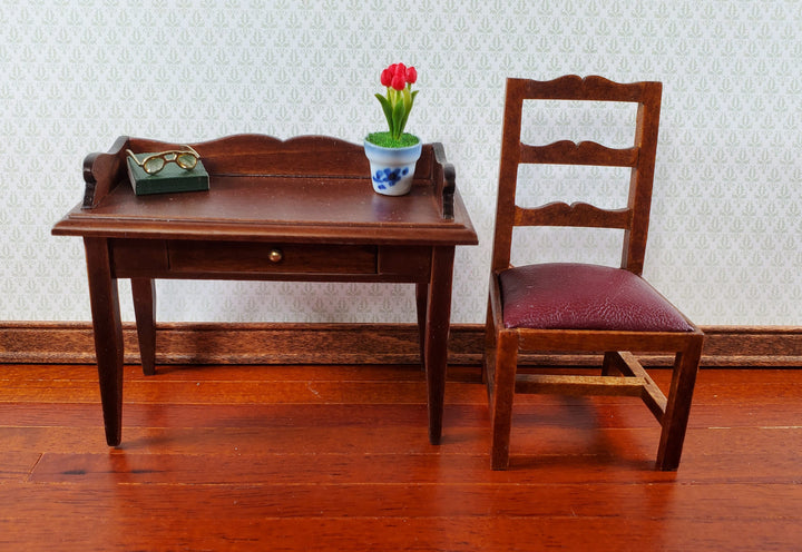 Dollhouse Red Tulips in Blue and White Ceramic Pot 1:12 Scale Miniature Plant