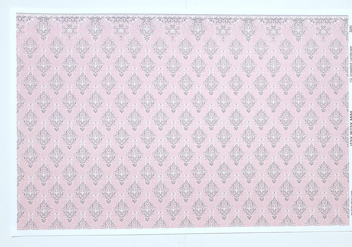 Dollhouse Wallpaper Peachy Pink Victorian 1:12 Scale Miniature by Itsy Bitsy