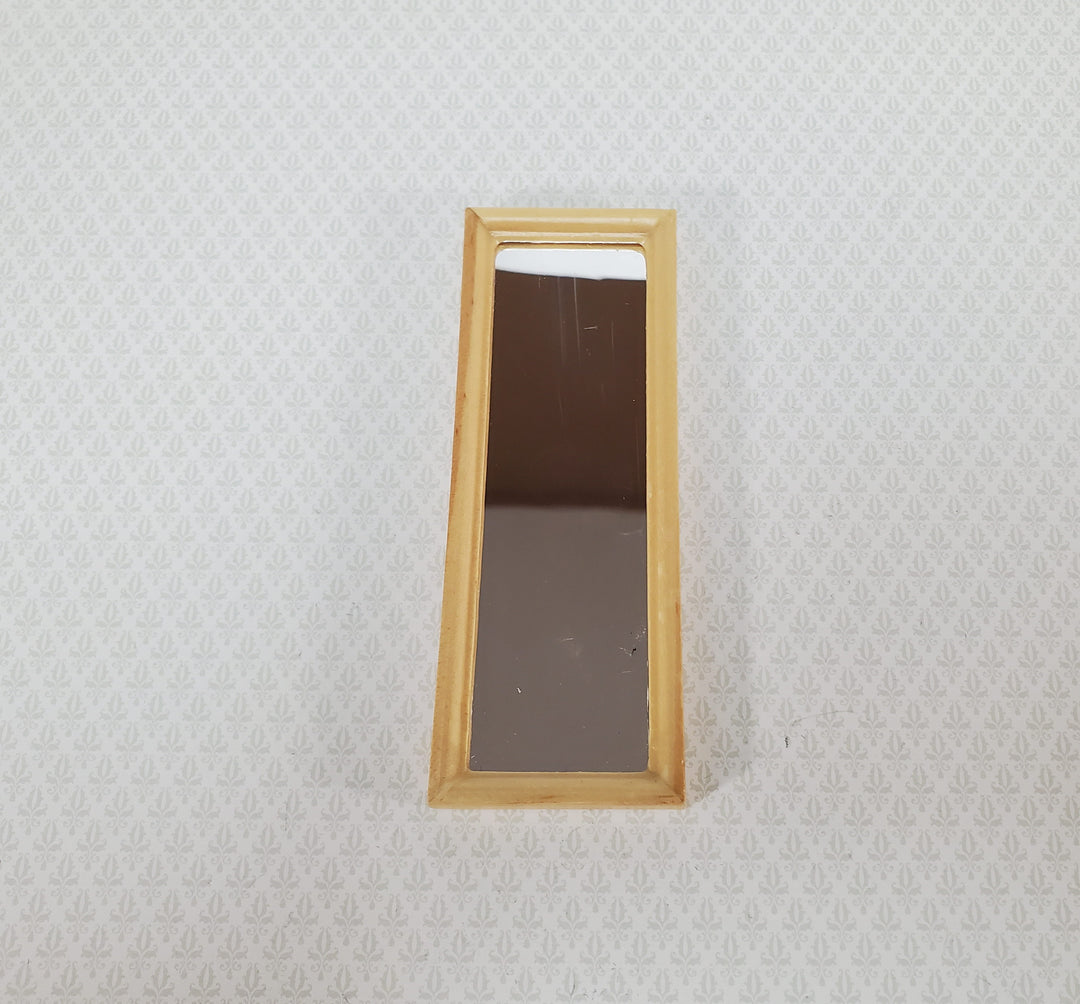 Dollhouse Mirror Full Length Dressing Wood Frame Modern 1:12 Scale Light Oak