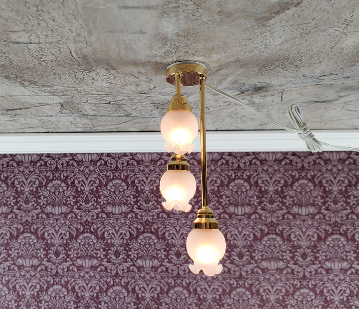 Dollhouse Tall Tulip Ceiling Light Hanging Electric 12 Volt 1:12 Scale Miniature Dollhouse Lights