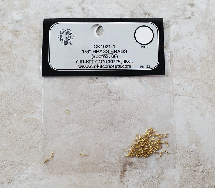 Cir-Kit 1/8" Brass Brads Nails 60 Pack for Dollhouse Tape Wire Set-ups CK1021-1