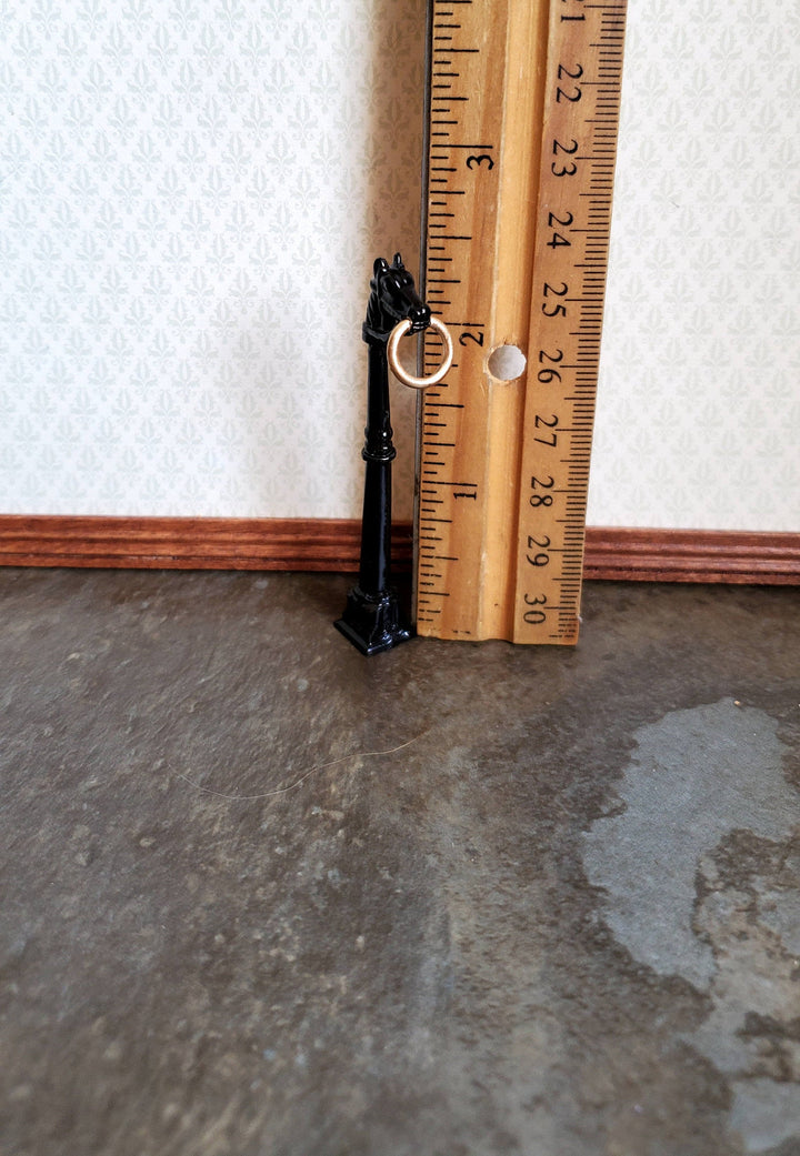 Dollhouse Miniature Horse Hitching Post 1:12 Scale Painted Black Metal