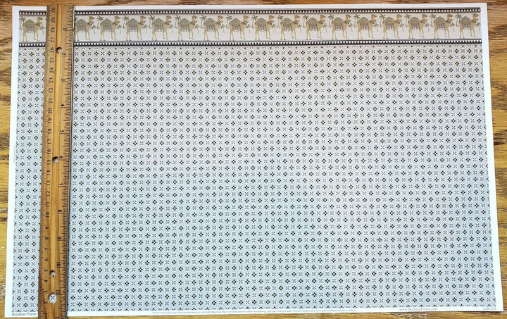 Dollhouse Wallpaper Brodnax "Camel Caravan" Brown Black Tan 1:12 Scale Miniature