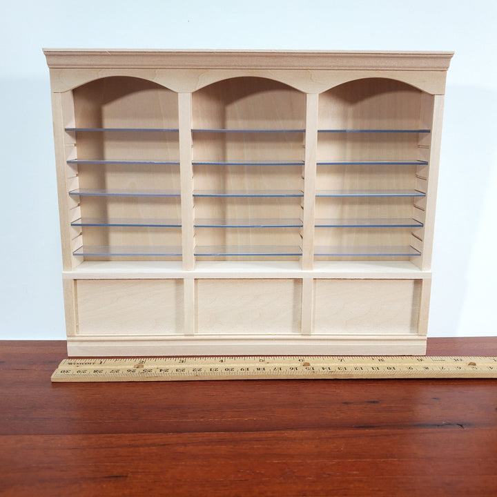 Dollhouse Library Bookcase Shop Shelves 3 Bays Adjustable Shelves 1:12 Scale Furniture