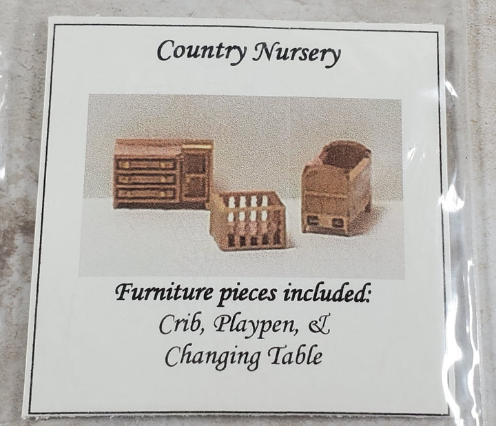 Dollhouse 1:144 Scale Furniture KIT DIY Nursery Country Style Cradle Playpen