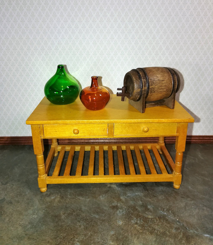 Dollhouse Tapped Keg Small Wooden with Stand and Tap 1:12 Scale Miniature