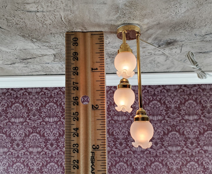 Dollhouse Tall Tulip Ceiling Light Hanging Electric 12 Volt 1:12 Scale Miniature Dollhouse Lights