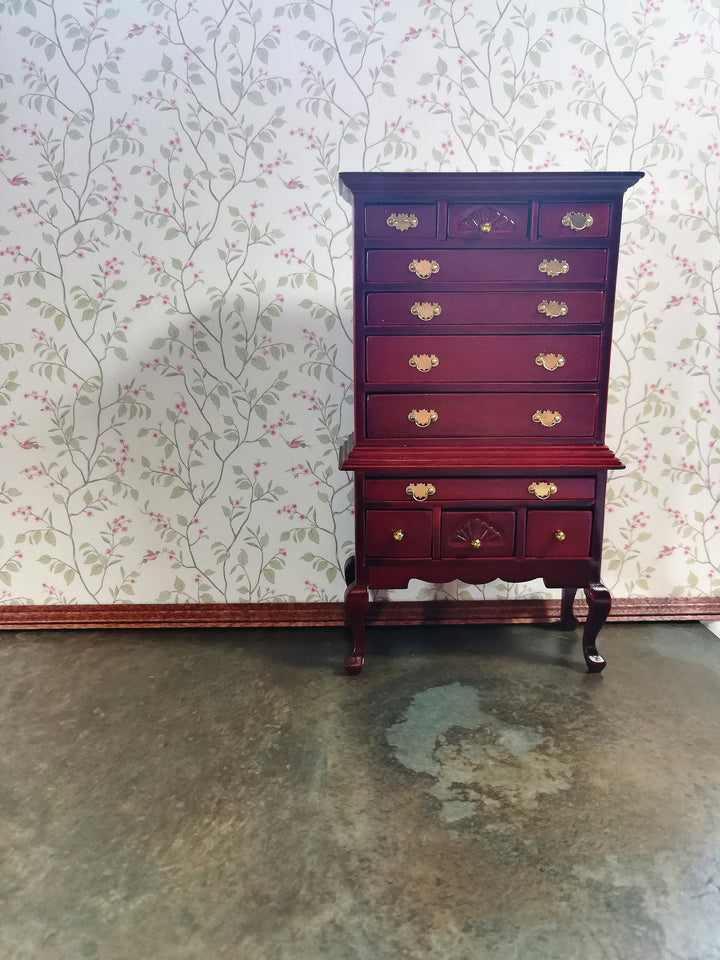 Dollhouse Miniature Wallpaper Brodnax Green & Cream Leaves "Cherry Blossom" 1:12 Scale