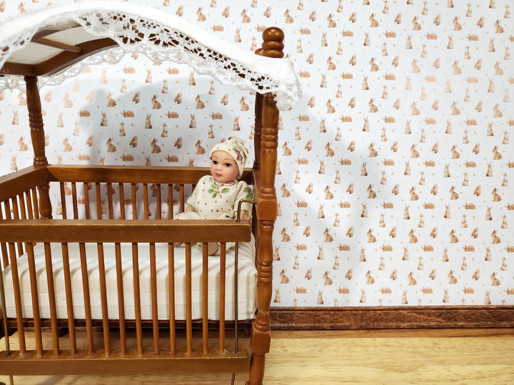 Dollhouse Bunny Rabbit Wallpaper 3 Sheets Nursery Baby's Room 1:12 Scale Miniature