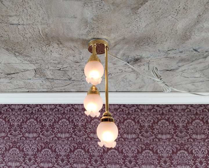 Dollhouse Tall Tulip Ceiling Light Hanging Electric 12 Volt 1:12 Scale Miniature Dollhouse Lights