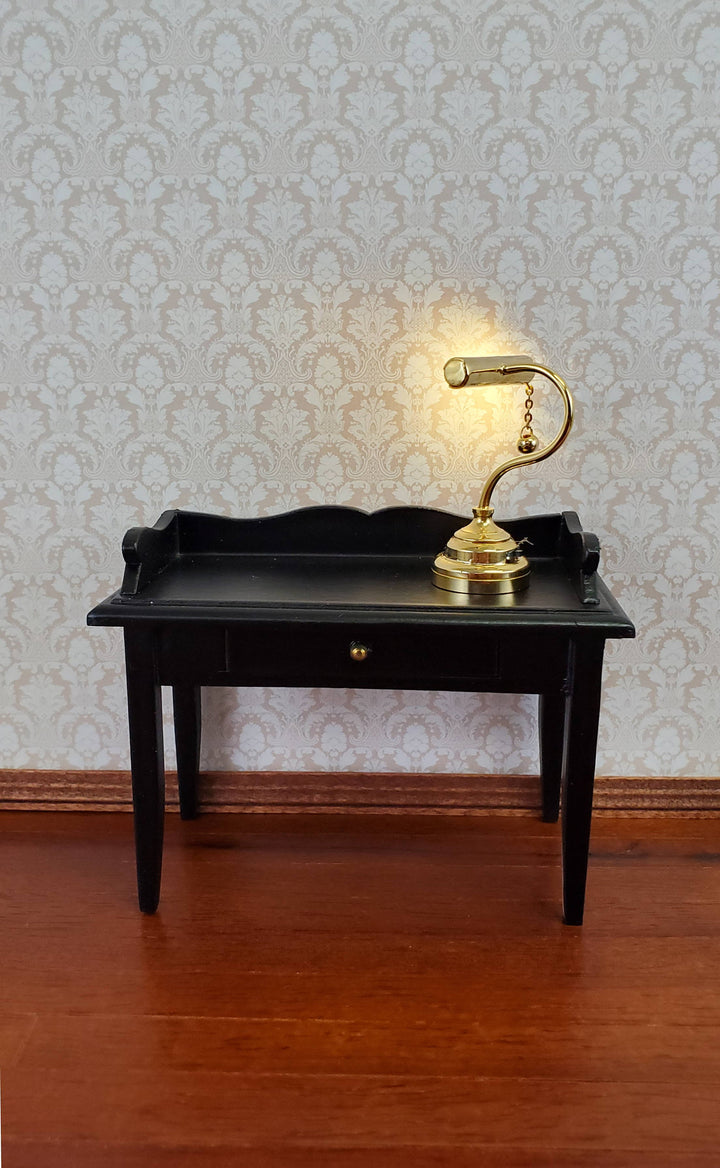 Dollhouse Miniature Battery Light Desk Table Lamp Gold Brass 1:12 Scale