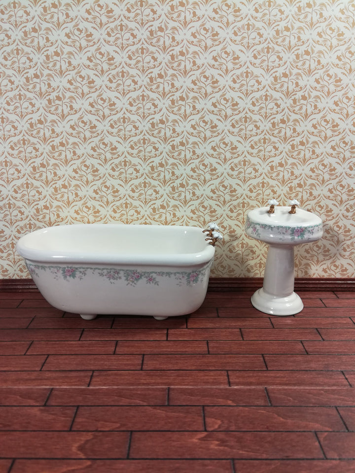 Dollhouse Wallpaper Art Nouveau Gold Tulips on Cream 1:12 Scale Miniature